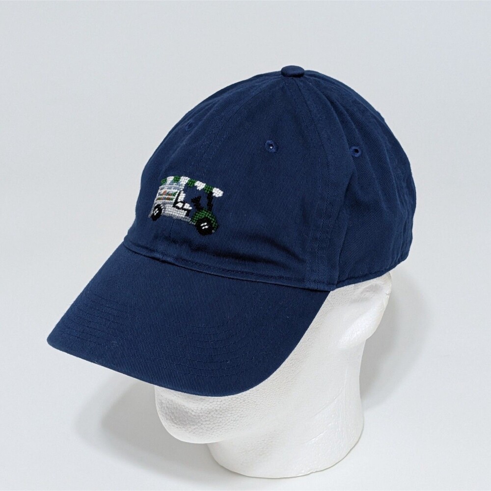 Smathers & Branson Navy Blue Cotton Golf Cart Needlepoint Hat